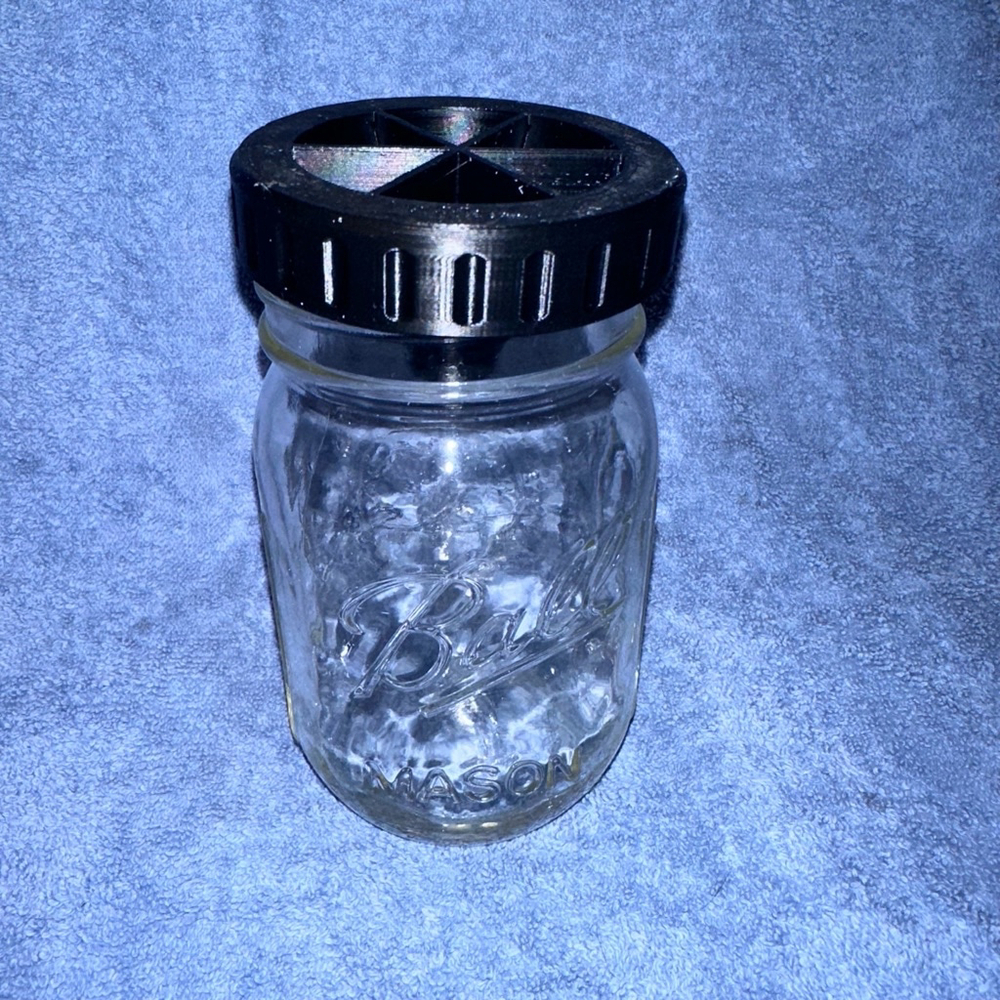 3D Printed Fruit Fly Mason Jar Trap Black Lid And Jar Complete Set